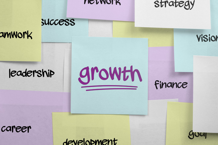 Growth note papers on the wall